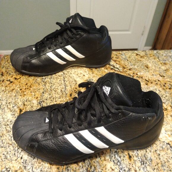 RARE 2003 Adidas Core Black Mens US 9.5 Retro Basketball Sneakers Lace Up 041487 - Picture 1 of 11